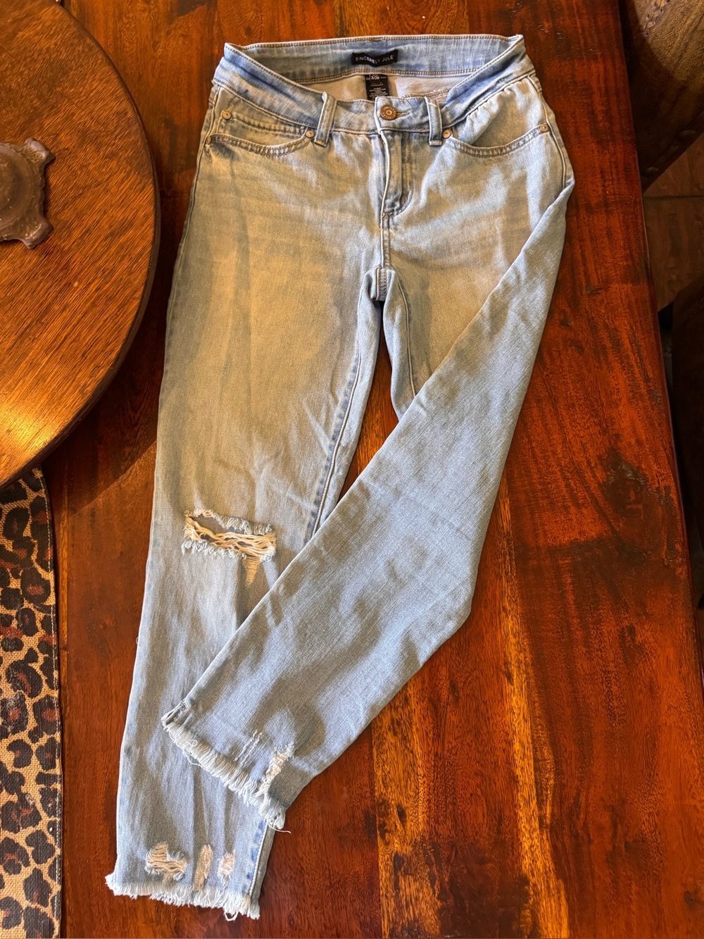 Light Blue Distressed Skinny Jeans - Women's Slim Fit